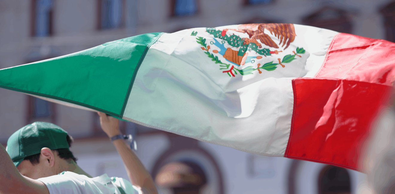 Mexican football fan with flag
