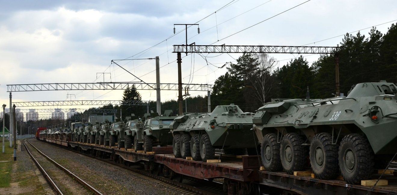 Russian tanks being shipped via cargo rail