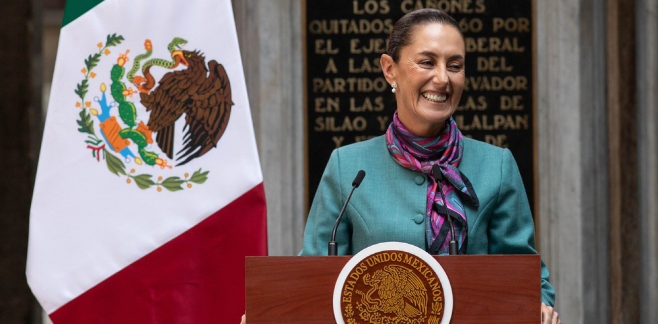 Mexico City, Mexico October 15 2024. Claudia Sheinbaum Pardo, president of Mexico at a press conference after the CEO Dialogue meeting at the National Palace.