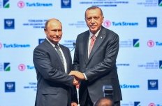 Russian President Vladimir Putin and President of Turkey Recep Tayyip Erdogan, Turkey made the opening of the Natural Gas Pipeline( turkstream) 19 NOVEMBER 2018 istanbul at Turkey