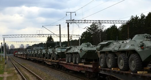 Russian tanks being shipped via cargo rail