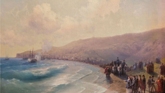 Painting of Catherine the Great's royal procession on a beach in Feodosia, Crimea