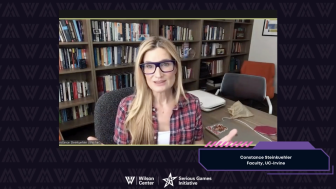 Constance Steinkuehler speaking during a SGI Interview episode
