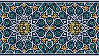 Mosaic design in blue and yellow