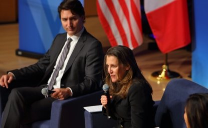 Deputy PM Chrystia Freeland answers a question