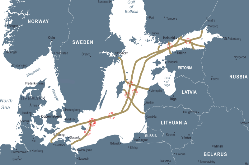 Baltic sea cable break map