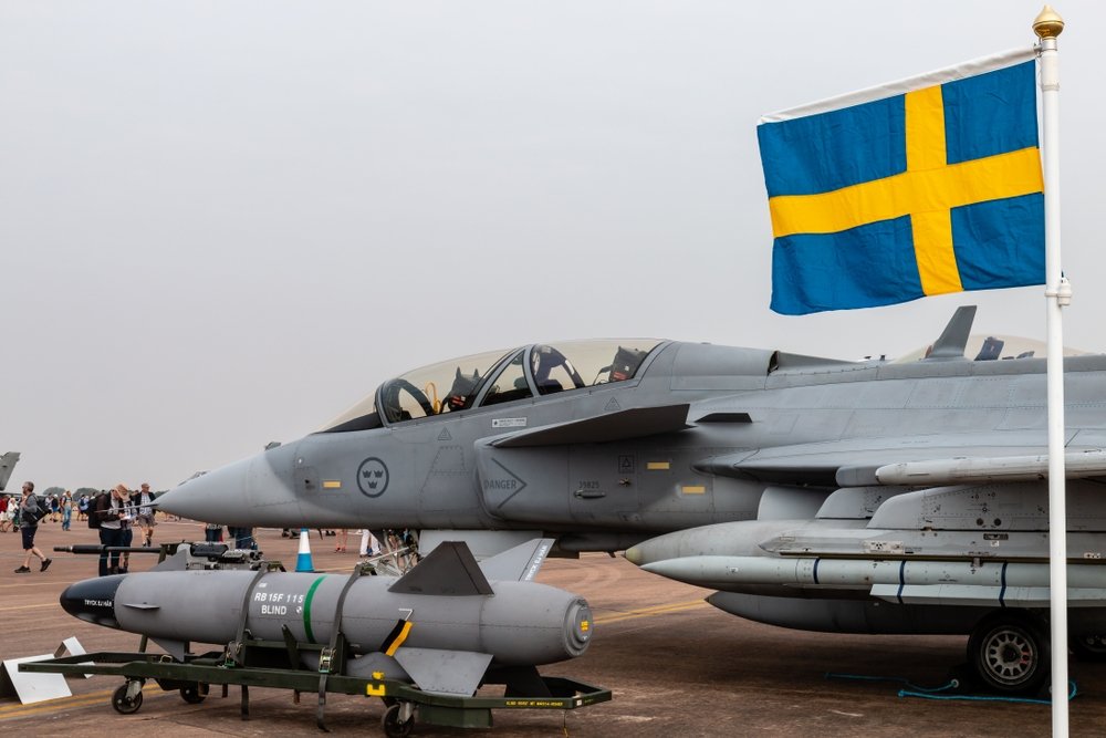 A Swedish Air Force Saab Gripen fighter. 