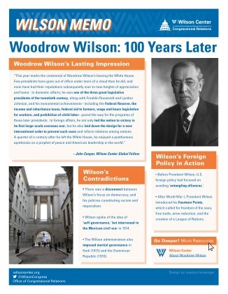 Wilson Memo: Woodrow Wilson 100 Years Later