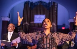 Lloyd Mallory as Charles Turner and Ayana Ogunsunlade as Hannah Pope in ‘Voices of Zion.’