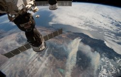 Satellite over California/Earth in space