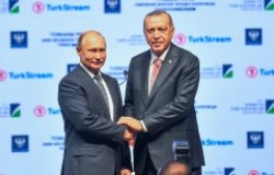 Russian President Vladimir Putin and President of Turkey Recep Tayyip Erdogan, Turkey made the opening of the Natural Gas Pipeline( turkstream) 19 NOVEMBER 2018 istanbul at Turkey