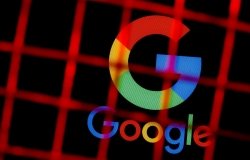 Google logo behind bars