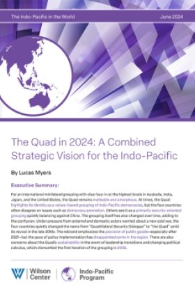 The first page of the report, featuring the Indo-Pacific Program logo on a dynamic purple background.
